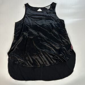 Hard Tail Melissa Satin Tank Top Womens XS Black High Low Blouse